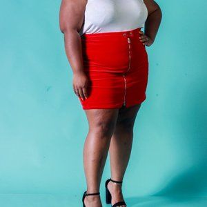 Red Corduroy Plus Size Skirt